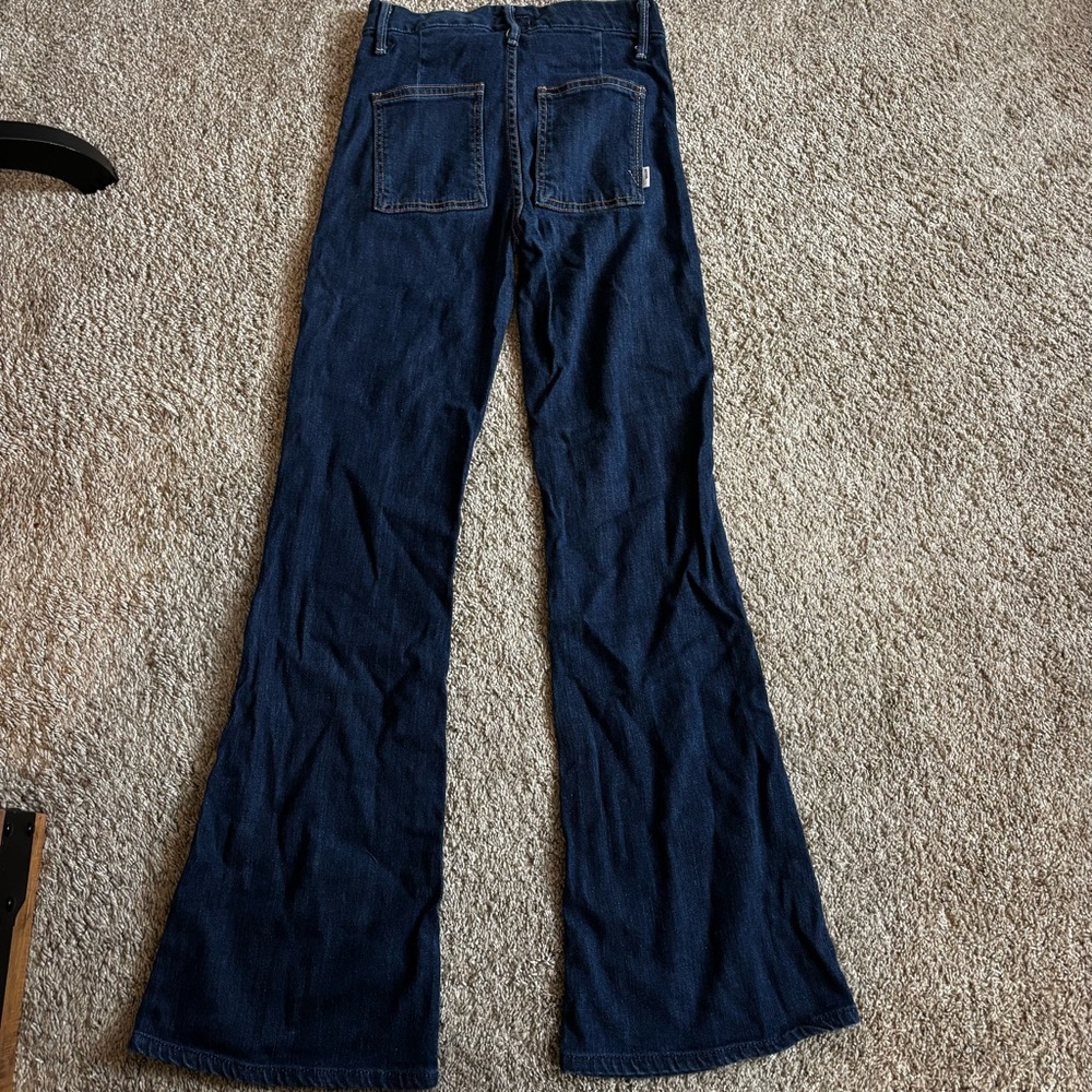 Mother The Drama Joyride Flare Jeans in Classic Blue Jeans Size 24 - Picture 3 of 8